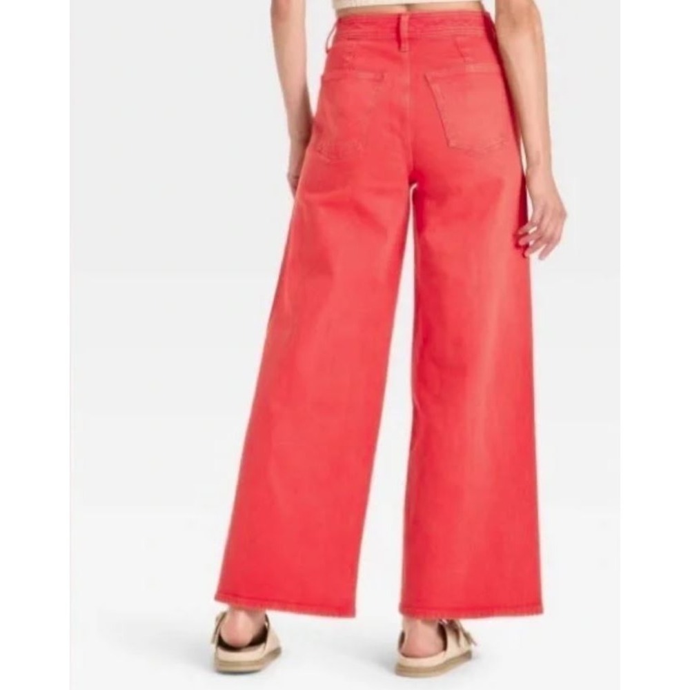Universal Thread Women's High Rise Sailor Wide Leg Ankle Jeans‎ in Red Size 16 - Picture 4 of 11
